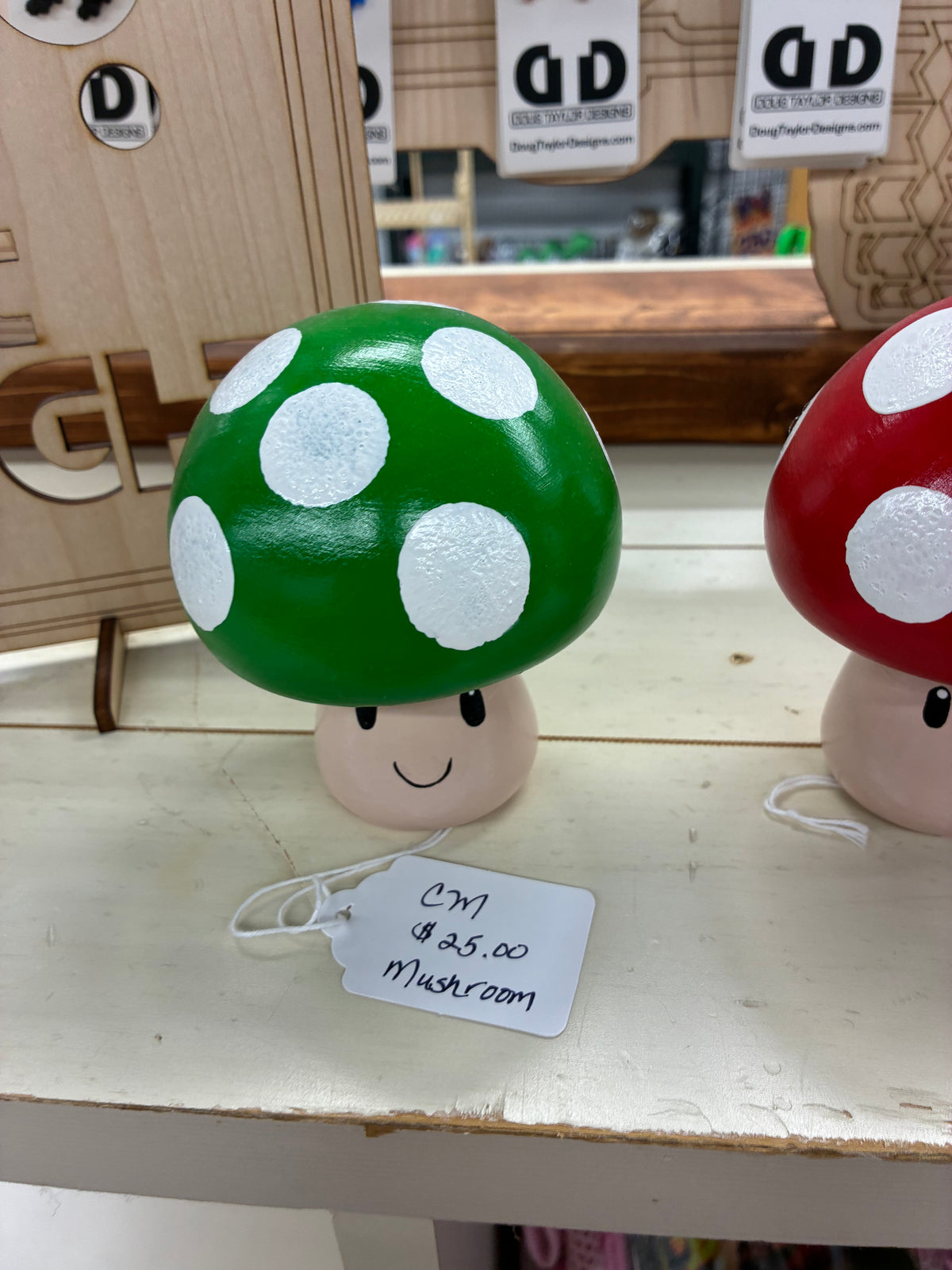 Finished painted Mario mushrooms