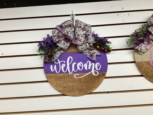 14” Purple welcome sign