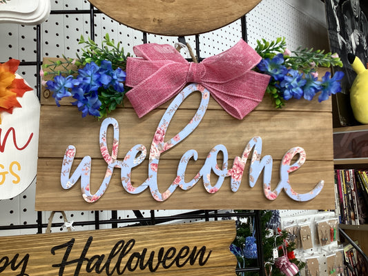 16x8 Decoupage welcome sign