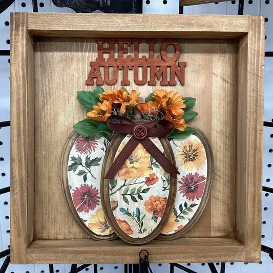 10x10 Autumn with pumpkin and flowers sign