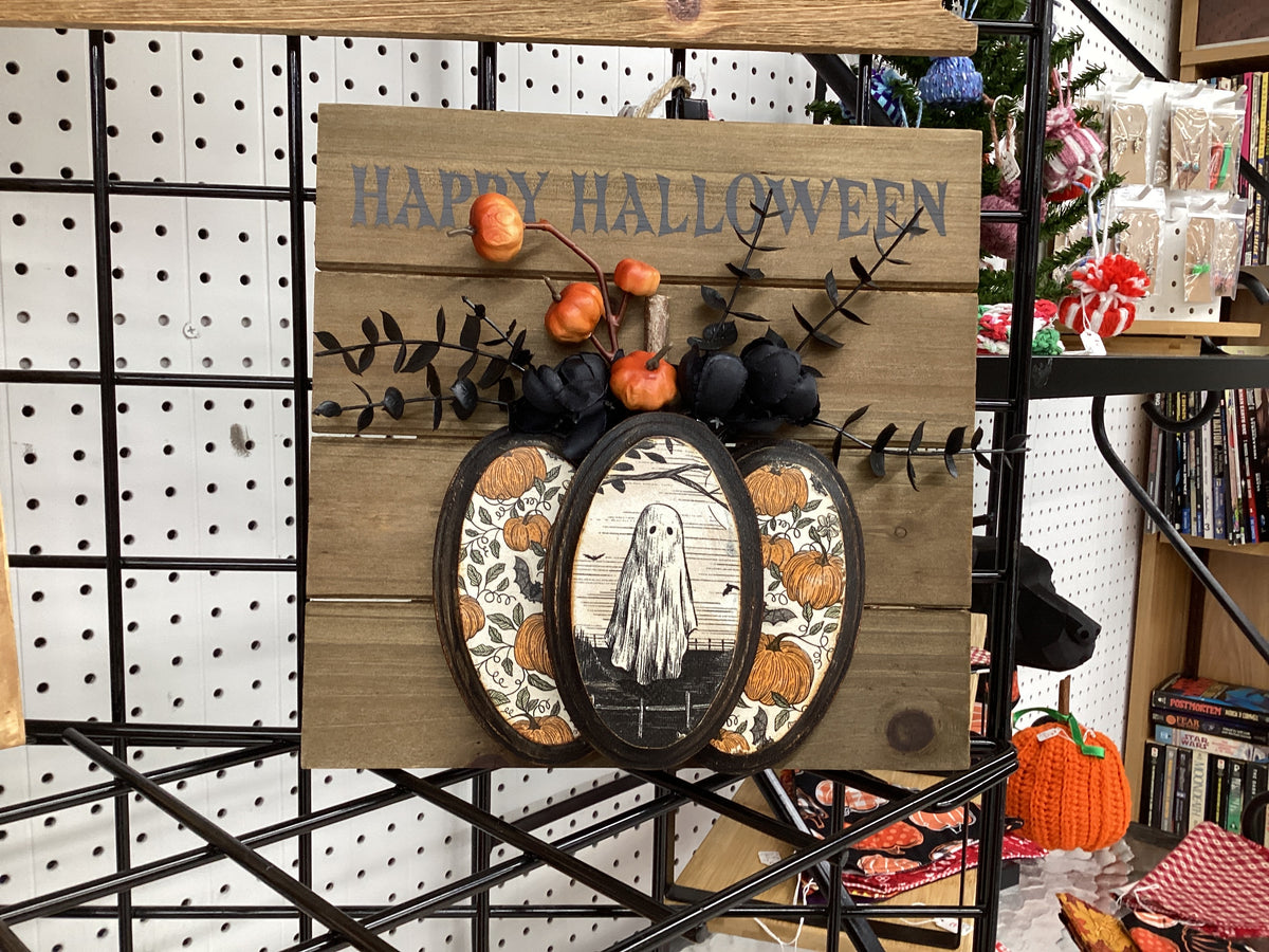 10x10 Halloween with pumpkin and flowers sign