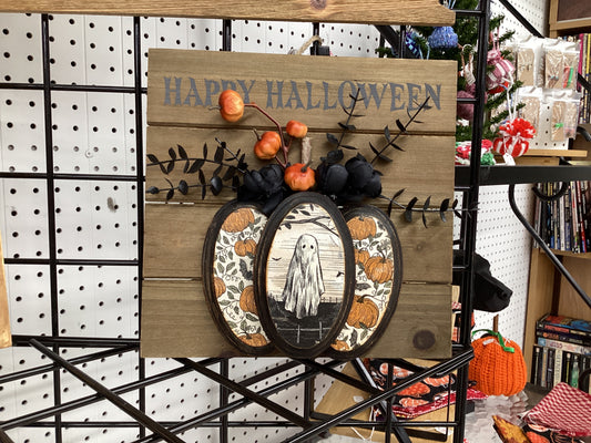 10x10 Halloween with pumpkin and flowers sign