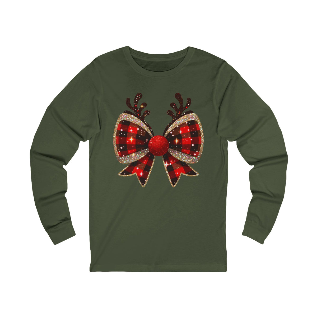 Reindeer Bow Long Sleeve / Military Green / XL