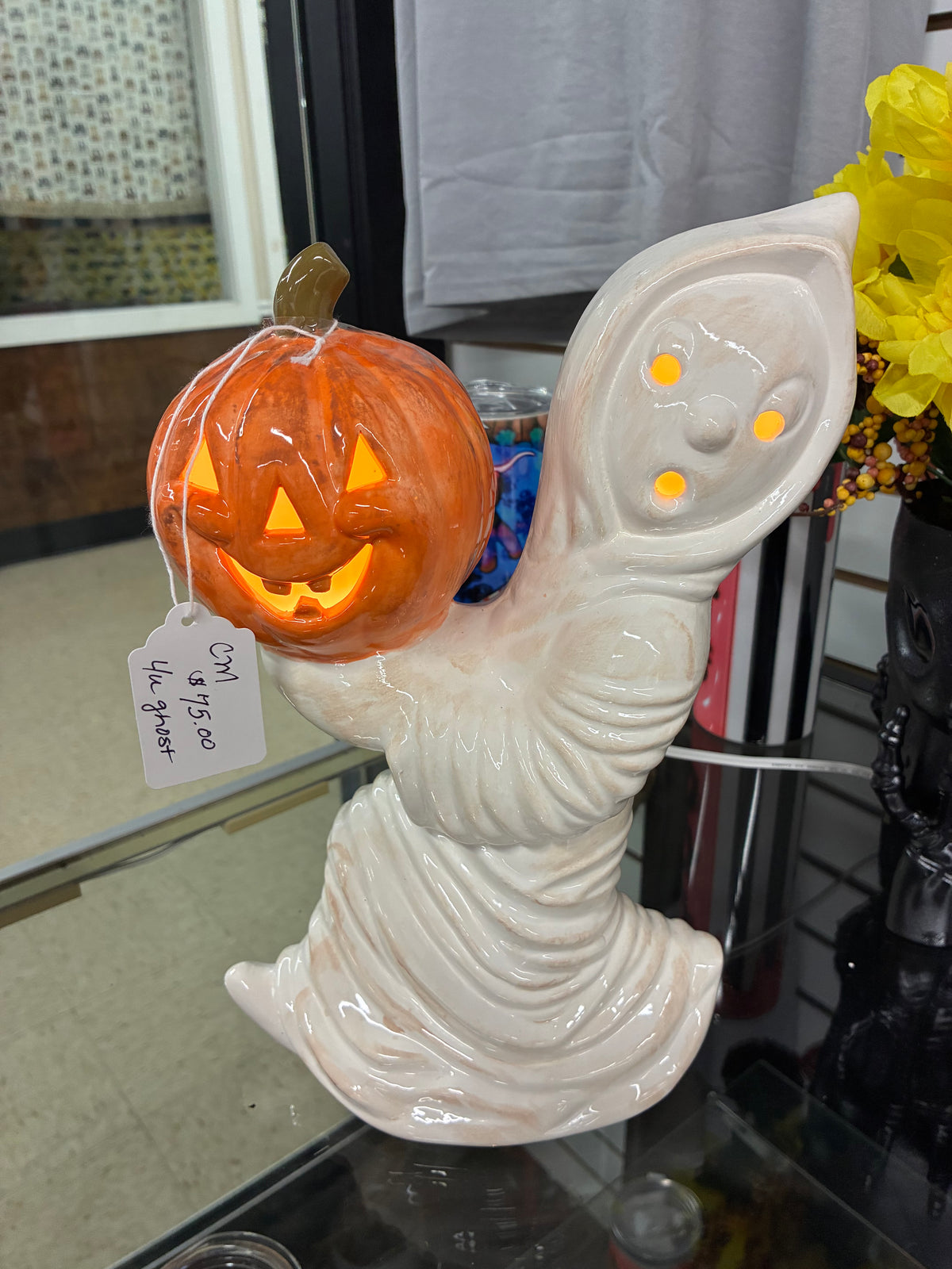 Light up ghost with pumpkin