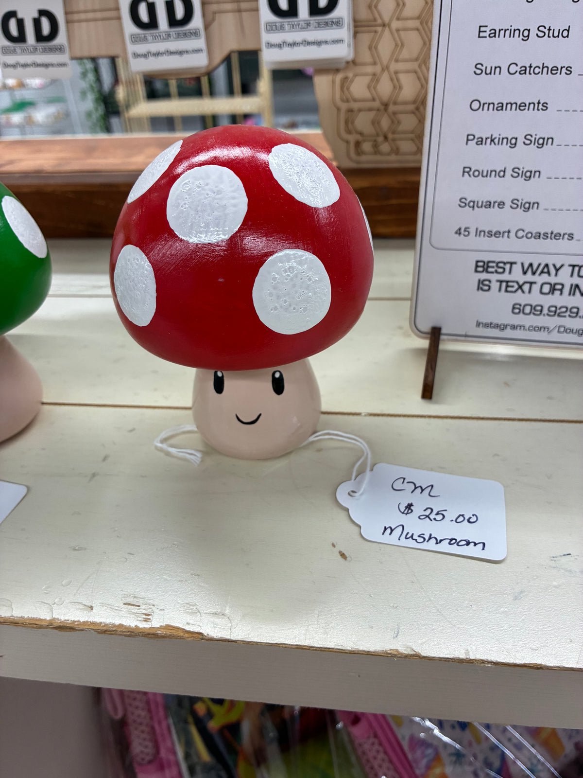 Finished painted Mario mushrooms