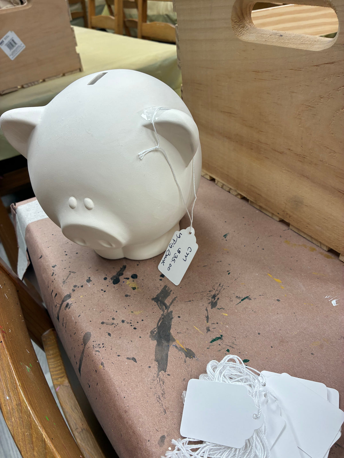 Large Ceramic bisque piggy bank