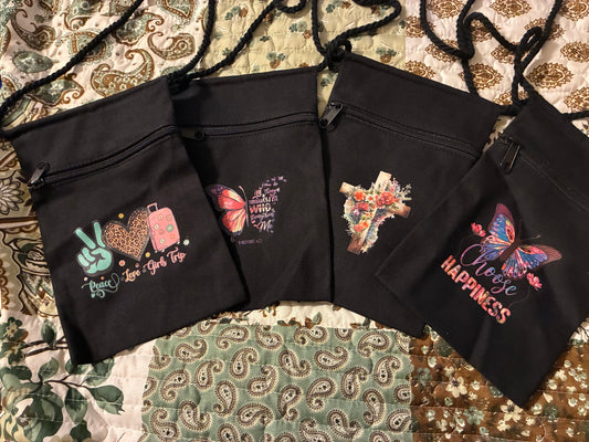 Black zipper cross body bag