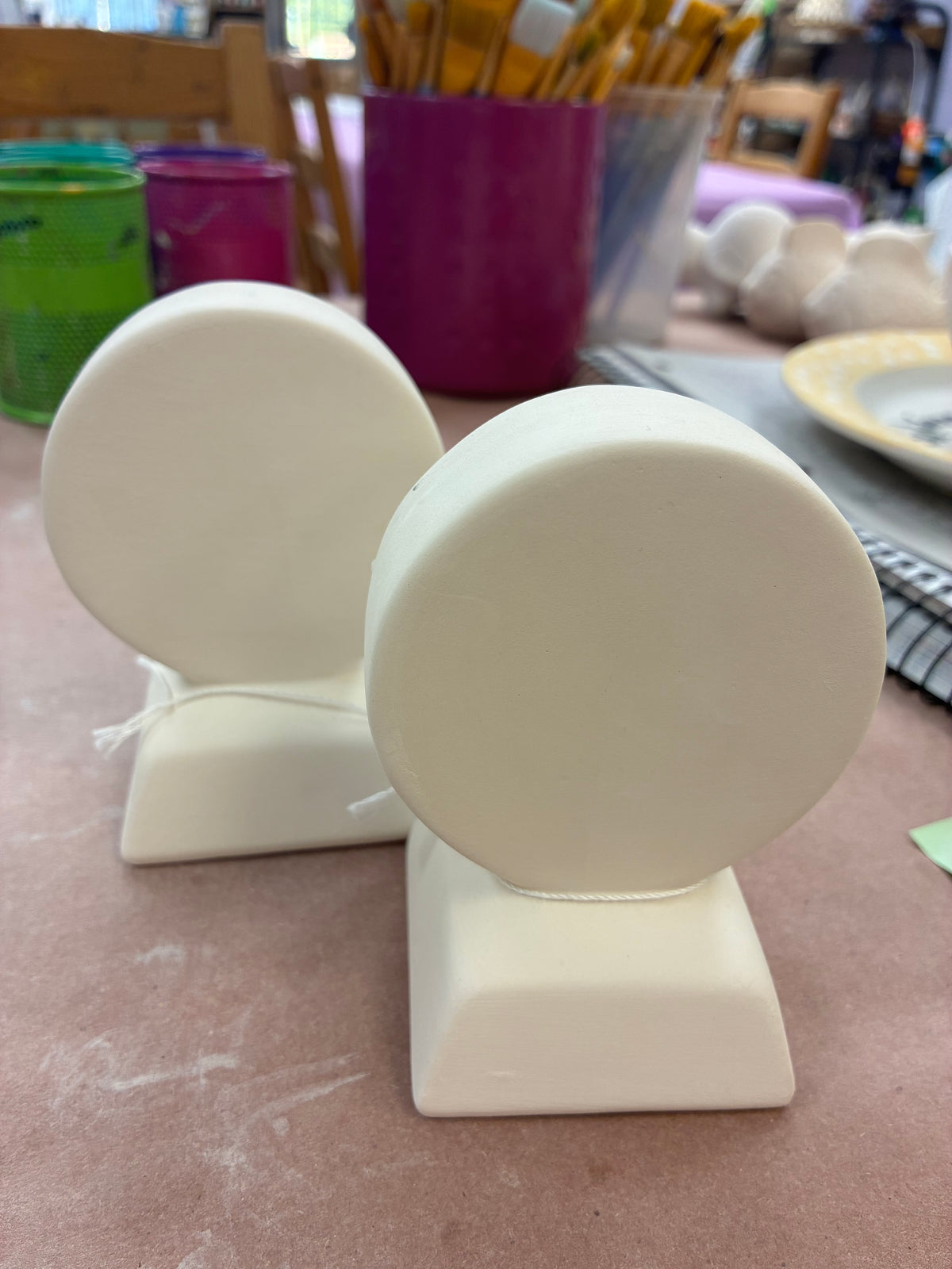 Ceramic hockey puck trophy