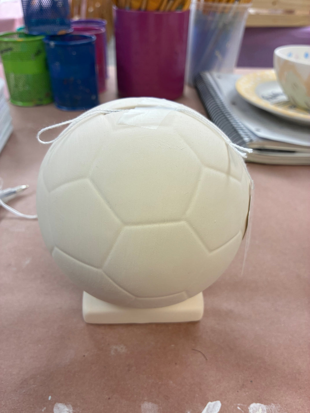 Ceramic soccer ball bank