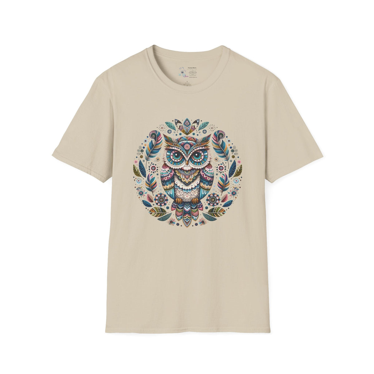Mandala Owl T-Shirt / Tan / 3X - The Avenue Maker Marketplace
