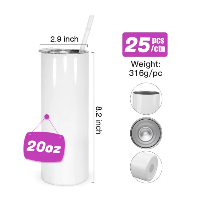 20oz Sublimation Tumber CASE of 25